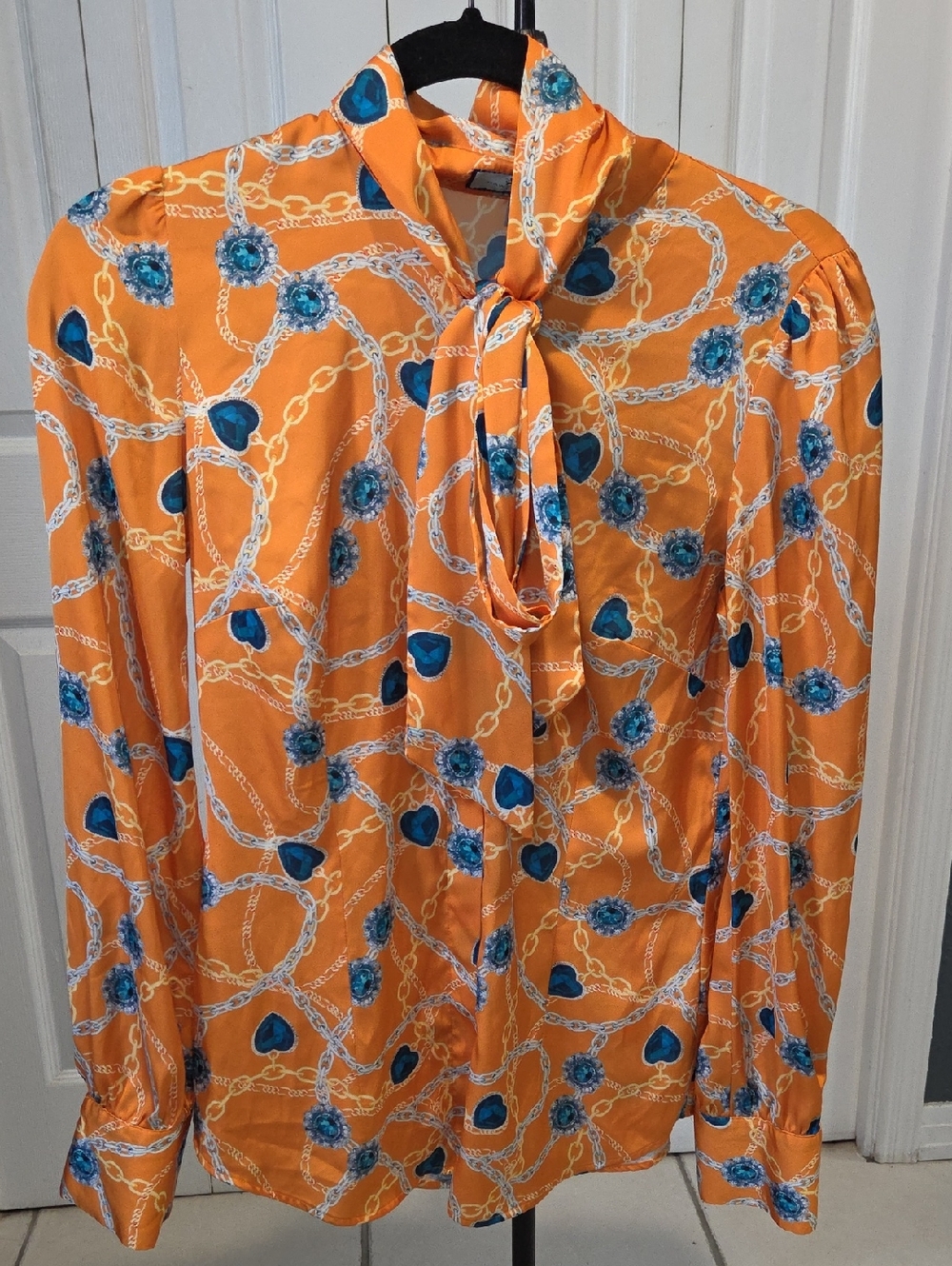 Hawes & Curtis Fitted Shirt - Orange & Light Blue Floral